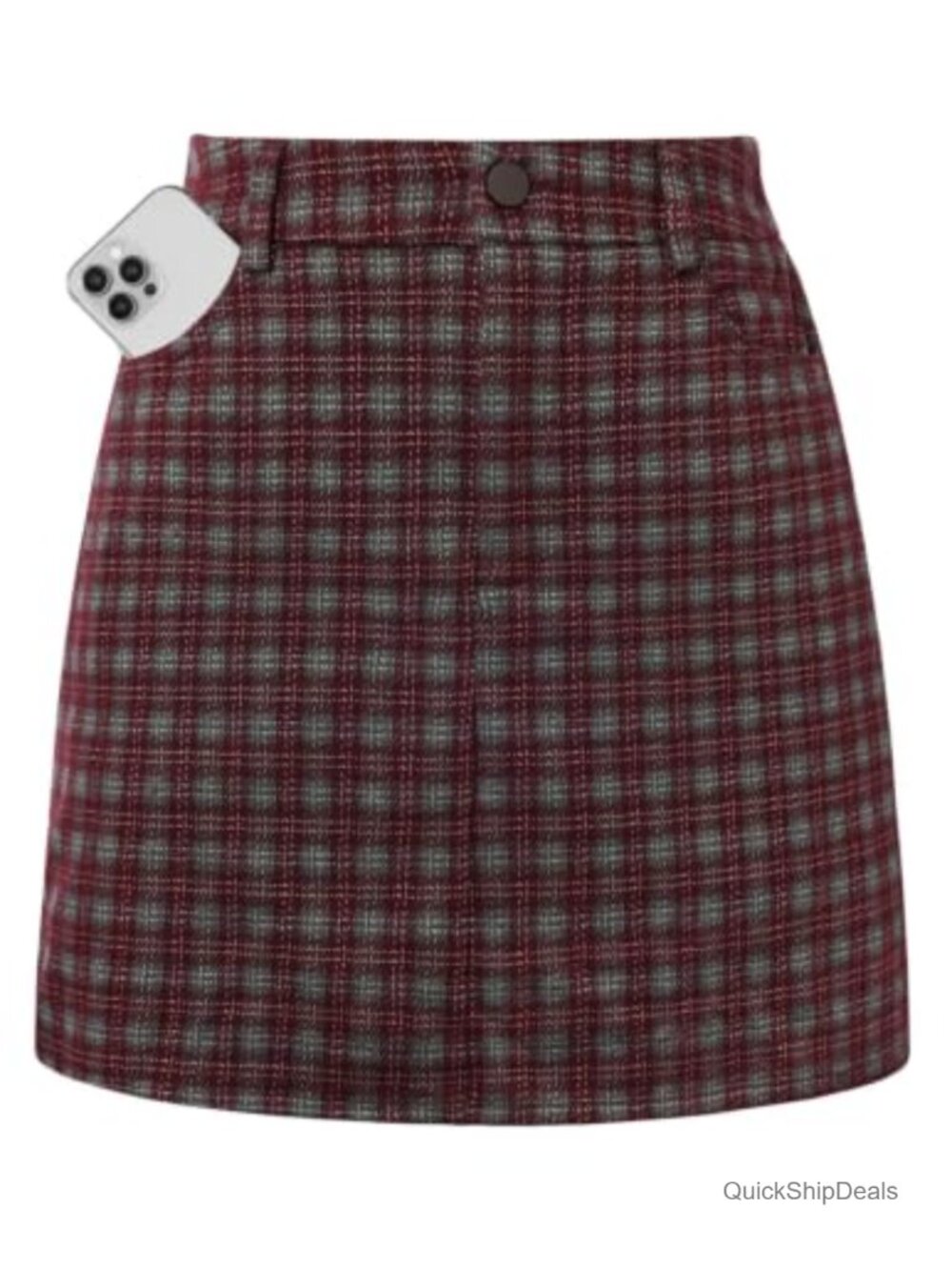 High Waist Plaid Mini Skort with Built-in Shorts and Pockets